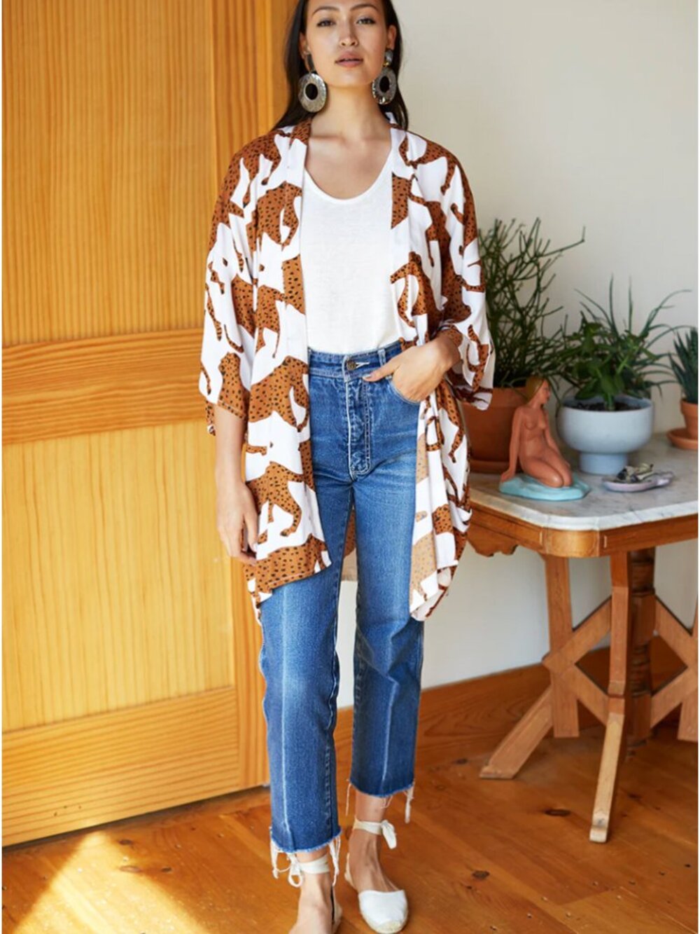 Emerson Fry India Collection Fete Kimono - White Cheetah - Picture 2 of 8